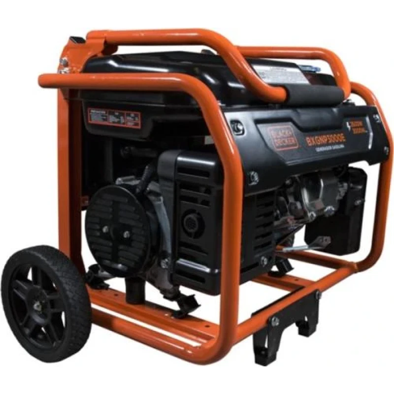 Бензиновий генератор Black&Decker BXGNP3000E, максимальна потужність 3 кВт, номінальна потужність 2.6 кВт, об'єм паливного бака 15л, номінальна напруга 230В, частота 50Гц, 45 кг, 605x480x510 мм