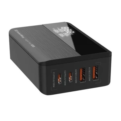 Мережевий зарядний пристрій ColorWay Power Delivery GaN, Black, 100 Вт, 2xType-C (PD 3.0) / 2xUSB (QC 3.0), LED дисплей, Auto ID (CW-CHS041PD-BK)