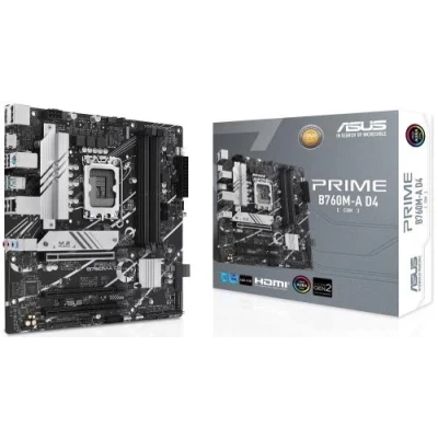 Материнська плата LGA1700, Asus PRIME B760M-A D4-CSM, B760, 4xDDR4, Int.Video(CPU), 4xSATA3, 2xM.2, 3xPCI-E 16x 4.0, Realtek 7.1, Realtek 2.5Gb, 5xUSB3.2/7xUSB2.0, HDMI/DP, MicroATX