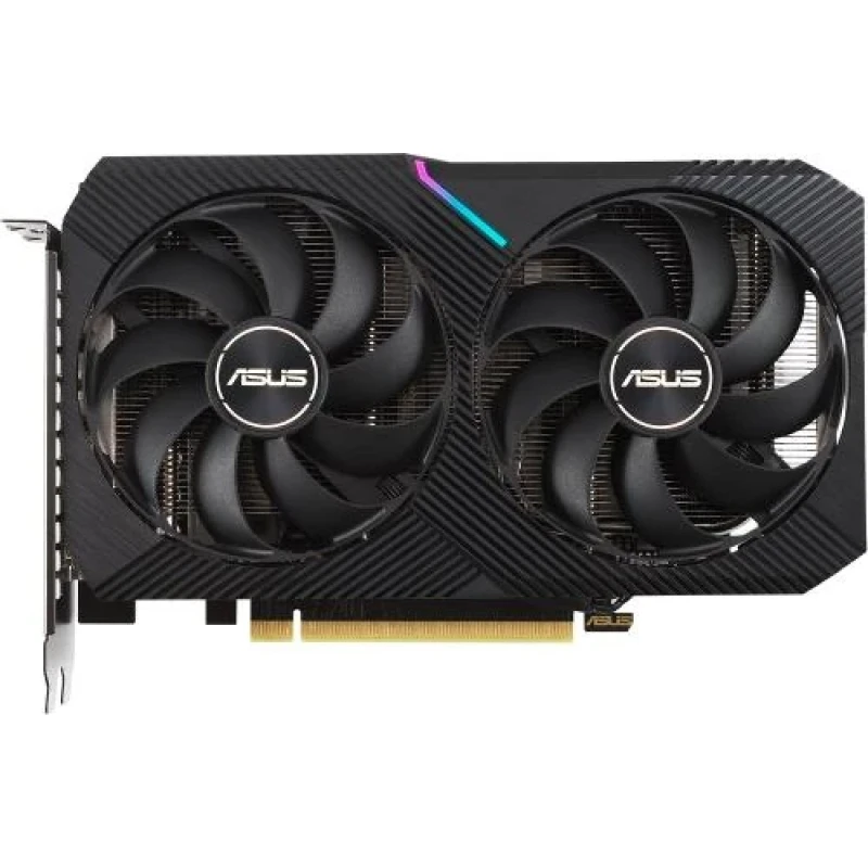 Відеокарта GeForce RTX 3050, Asus, DUAL OC V2, 8Gb GDDR6, 128-bit, DVI-D/HDMI/DP, 1852/14000 MHz, 6-pin (DUAL-RTX3050-O8G-V2)