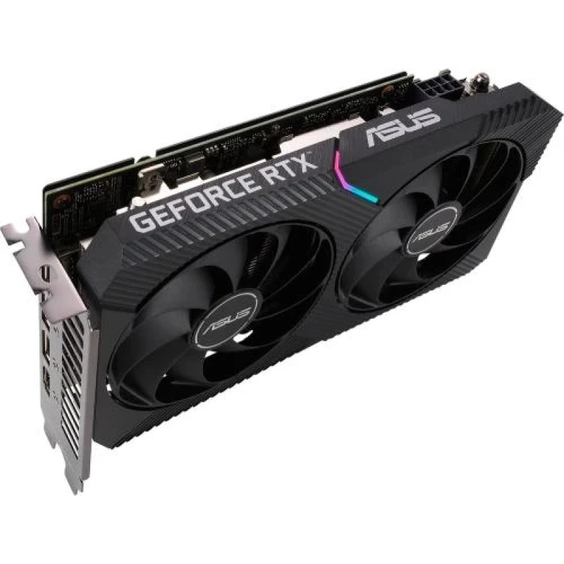 Відеокарта GeForce RTX 3050, Asus, DUAL OC V2, 8Gb GDDR6, 128-bit, DVI-D/HDMI/DP, 1852/14000 MHz, 6-pin (DUAL-RTX3050-O8G-V2)