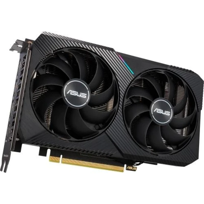 Відеокарта GeForce RTX 3050, Asus, DUAL OC V2, 8Gb GDDR6, 128-bit, DVI-D/HDMI/DP, 1852/14000 MHz, 6-pin (DUAL-RTX3050-O8G-V2)