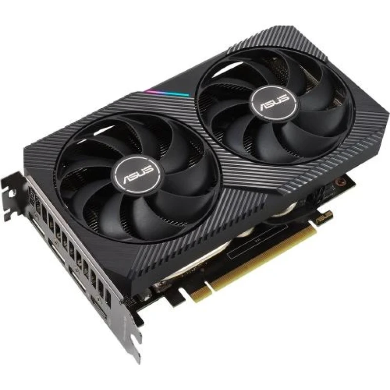 Відеокарта GeForce RTX 3050, Asus, DUAL OC V2, 8Gb GDDR6, 128-bit, DVI-D/HDMI/DP, 1852/14000 MHz, 6-pin (DUAL-RTX3050-O8G-V2)