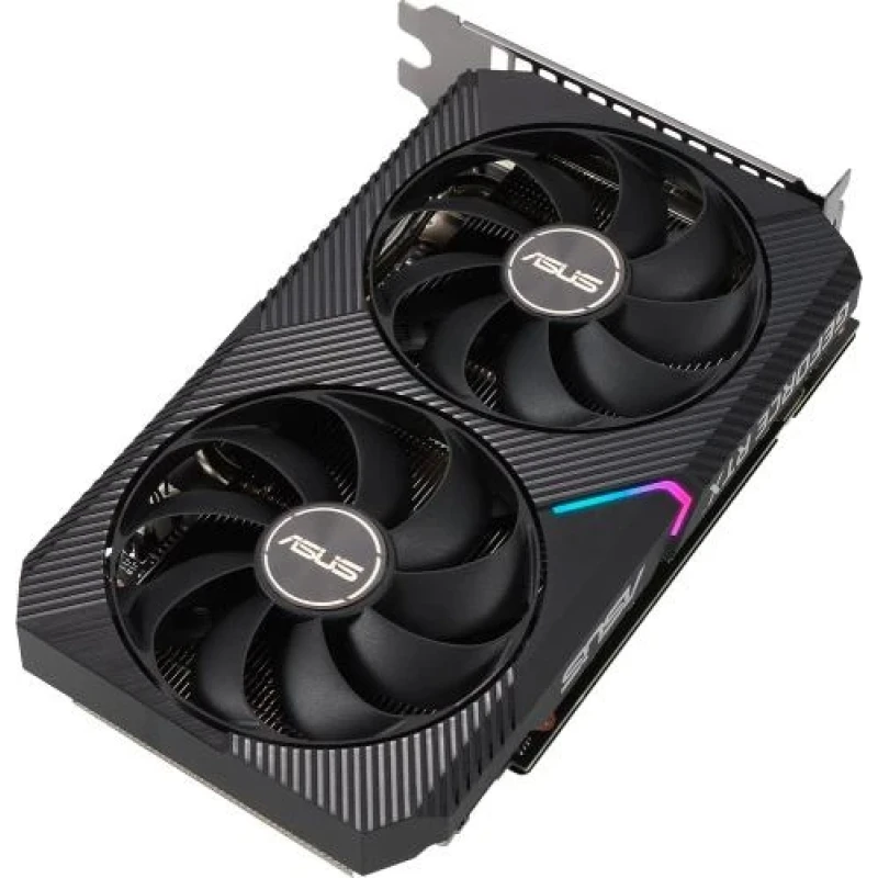Відеокарта GeForce RTX 3050, Asus, DUAL OC V2, 8Gb GDDR6, 128-bit, DVI-D/HDMI/DP, 1852/14000 MHz, 6-pin (DUAL-RTX3050-O8G-V2)