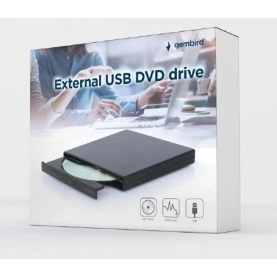 Зовнішній оптичний привід Gembird, Black, DVD+/-RW, USB 2.0 (DVD-USB-04) Зовнішній оптичний привід Gembird, Black, DVD+/-RW, USB 2.0 (DVD-USB-04)