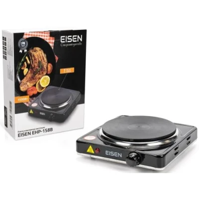 Настільна плита Eisen EHP-158B, Black, 1500 Вт, електрична, чавун, механічне керування, діаметр поверхні нагріву 18,5 см, захист від перегріву Настільна плита Eisen EHP-158B, Black, 1500 Вт, електрична, чавун, механічне керування, діаметр поверхні нагріву 18,5 см, захист від перегріву