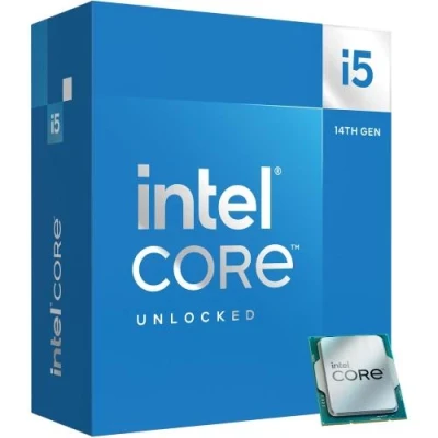 Процесор Intel Core i5 (LGA1700) i5-14600K, Box, 14x3.5 ГГц (Turbo Boost 5.3 ГГц, 20 потоков), UHD Graphics 770, L3 24Мб, Raptor Lake, 10 нм, TDP 125 Вт, розблокований множник, система охолодження в комплекті не йде (BX8071514600K)