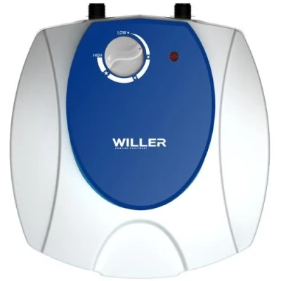 Водонагрівач Willer PU6R, White/Blue, 1500W, 6л, мокрий ТЕН, вертикальний, керування механічне, під мийкою, прямокутний, подача води зверху, терморегулятор, захист від перегріву, індикатор роботи, 31.2x30.7x25.5см