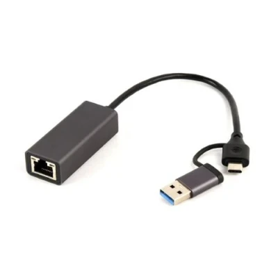 Мережевий адаптер USB 3.1 / Type-C - Ethernet, 10/1000 Мбіт/с, Grey, Cablexpert (A-USB3AC-LAN-01) Мережевий адаптер USB 3.1 / Type-C - Ethernet, 10/1000 Мбіт/с, Grey, Cablexpert (A-USB3AC-LAN-01)