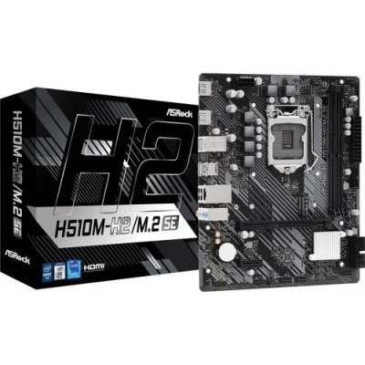 Мат.плата 1200 (H470) ASRock H510M-H2/M.2 SE, H470, 2xDDR4, Int.Video(CPU), 4xSATA3, 1xM.2, 1xPCI-E 4.0 x16, 1xPCI-E 3.0 x1, ALC897, RTL8111H, 6xUSB3.2/6xUSB2.0, 2xHDMI, MicroATX