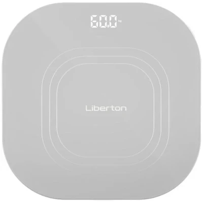 Ваги підлогові Liberton LBS-0814 SMART, Grey, LCD-дисплей, синхронизація по Bluetooth, максимальна вага 180кг, точність вимірювання 50г, матеріал поверхні ударостійке скло, індикатор заряду, індикатор перевантаження, живлення 3*AAA (у комплекті)