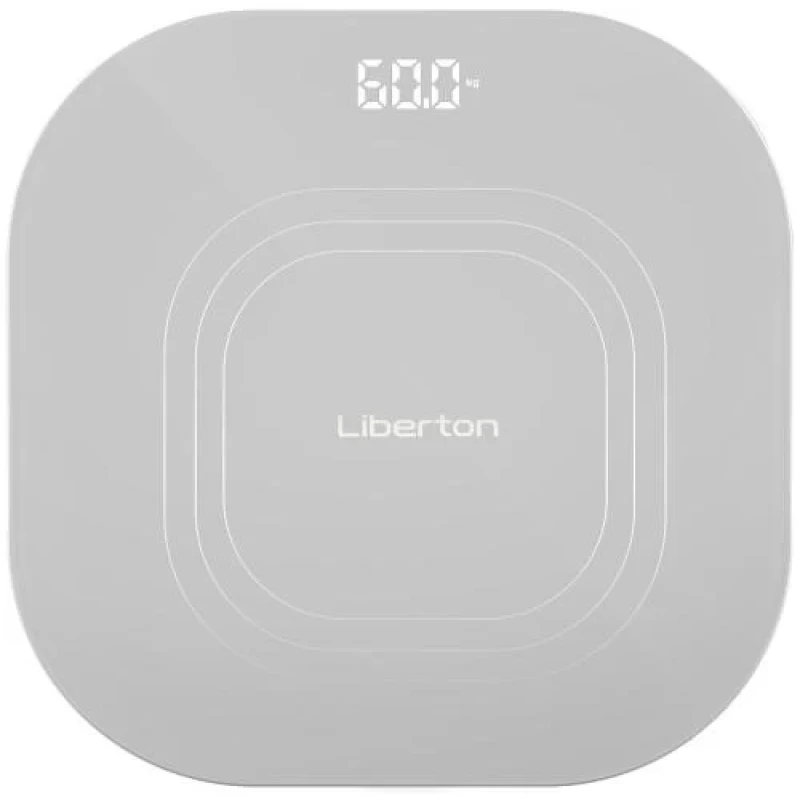 Ваги підлогові Liberton LBS-0814 SMART, Grey, LCD-дисплей, синхронизація по Bluetooth, максимальна вага 180кг, точність вимірювання 50г, матеріал поверхні ударостійке скло, індикатор заряду, індикатор перевантаження, живлення 3*AAA (у комплекті)