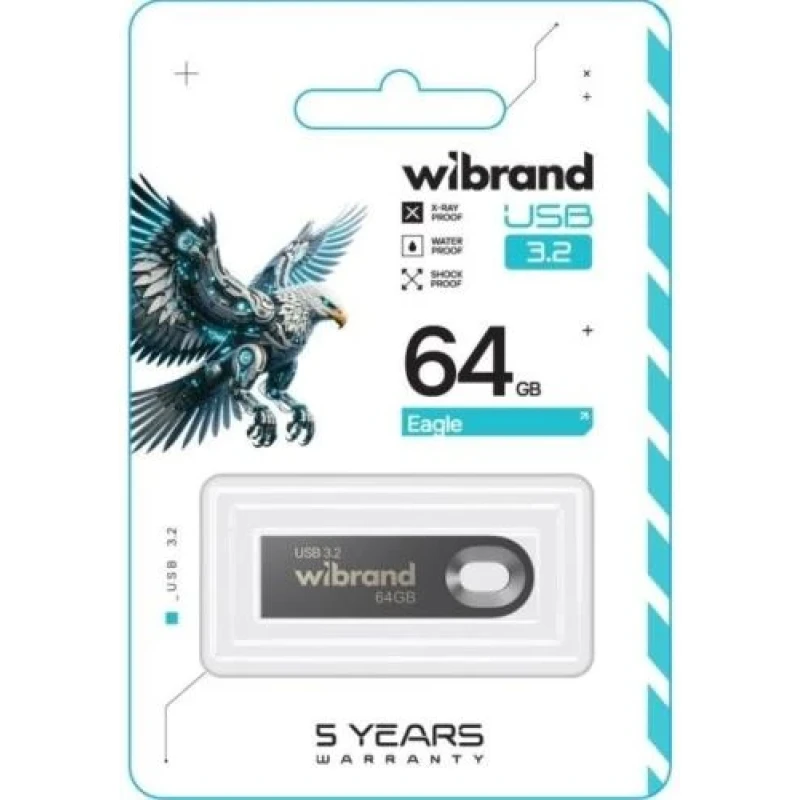 Флеш накопичувач USB 64Gb Wibrand Eagle, Grey, USB 3.2 Gen 1 (WI3.2/EA64U10G)