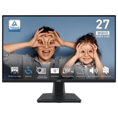 Монітор 27" MSI PRO MP275Q, Black, WLED, IPS, 2560x1440 (16:9), 1 мс, 100 Гц, 300 кд/м², 1300:1, 178°/178°, 2xHDMI/DP, 2x2 Вт, VESA 100x100 мм, Adaptive Sync