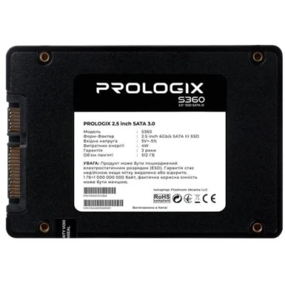 Твердотільний накопичувач SSD 512Gb, ProLogix S360, SATA3, 2.5", 3D TLC, 530/510 МБ/с (PRO512GS360) Твердотільний накопичувач SSD 512Gb, ProLogix S360, SATA3, 2.5", 3D TLC, 530/510 МБ/с (PRO512GS360)