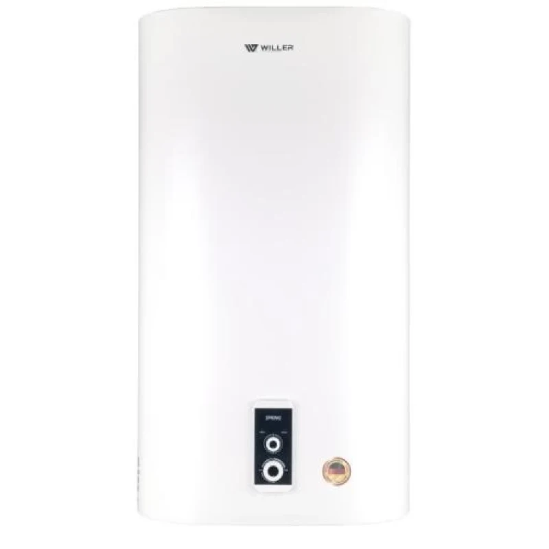Водонагрівач Willer EVH80R Spring, 2000W, 80л, універсальний, мокрий ТЕН, 2 ТЕНи, плаский, механічне керування, 3 режими потужності, зовнішній терморегулятор, бак титанокварцова емаль, С, 95.5х53х31см