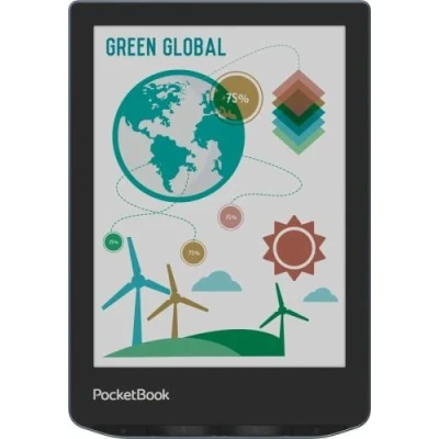 Електронна книга 6" PocketBook Verse Pro Color, Stormy Sea, WiFi, 1448x1072 (E Ink Carta), 512Mb / 16Gb, сенсорний екран, 16 градацій сірого, 300 DPI, підсвічування екрану SMARTlight, 2100 mAh, Type-C, IPx8 (PB634K3-1-CIS)