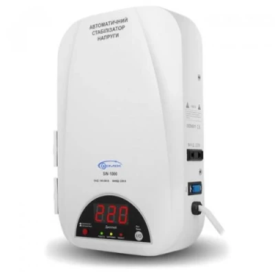 Стабілізатор Gemix SW-1000 1000VA (700 Вт), вхідна напруга 140-260В, вихідна напруга 220В + - 6,8% 50 Гц, цифрові індикатори