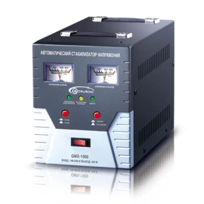 Стабілізатор Gemix GMX-1000 1000VA (700 Вт), вхідна напруга 140-260В, вихідна напруга 220В + - 6,8% 50 Гц, стрілочний