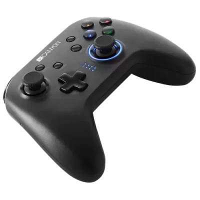 Геймпад Canyon GP-W3, Black, бездротовий, для ПК / PS3 / Android / Nintendo Switch, 16 кнопок, подвійна вібрація, індивідуальне підсвічування кнопок, 600 mAh (CND-GPW3)