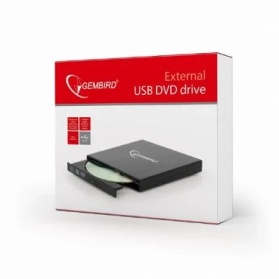 Зовнішній оптичний привід Gembird, Black, DVD+/-RW, USB 2.0 (DVD-USB-02)