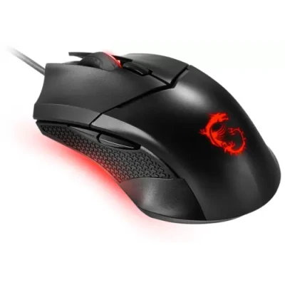 Миша MSI Clutch GM08, Black, USB, оптична (сенсор PAW-3519), 200 / 400 / 800 / 1600 / 3200 / 4200 dpi, 6 кнопок, червоне LED підсвічування, 1.8 м