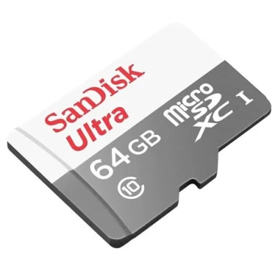 Карта пам'яті microSDXC, 64Gb, SanDisk Ultra, Class10 UHS-I U1, без адаптера, до 100 МБ/с (SDSQUNR-064G-GN3MN)