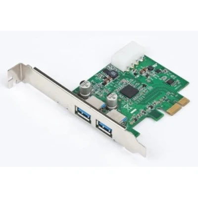 Плата розширення Gembird PCI-E x1, 2xUSB 3.0, чіп NECD720200F1, живлення Molex (UPC-30-2P)