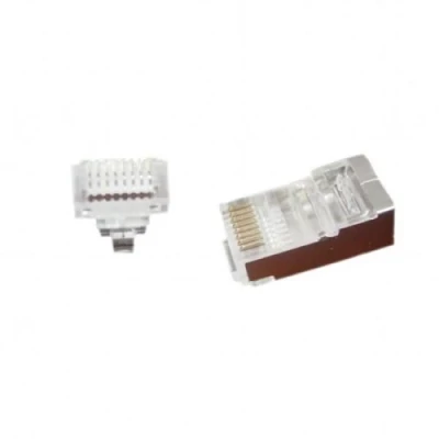 Конектор RJ45, FTP, 100 шт, Grey, Cat. 5e, Cablexpert, для наскрізного підключення, позолочені контакти (LC-PTF-01/100)