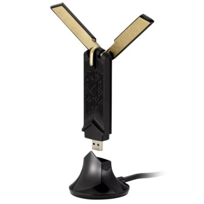Мережевий адаптер Asus USB-AX56, Black, USB 3.2, Wi-Fi 6 (802.11ax), 2.4/5GHz, до 1800 Mb/s, зовнішня антена, технології OFDMA, MU-MIMO та BSS Coloring