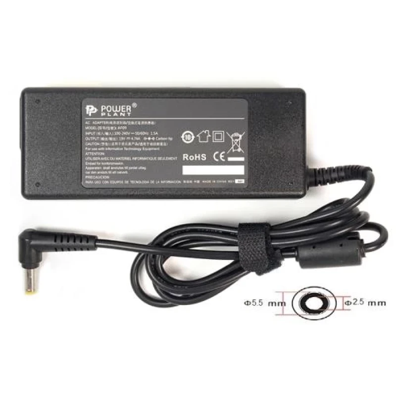 Блок живлення PowerPlant для ноутбуків Asus 19V, 4.74A, 90W, 5.5x2.5 (AS90F5525)