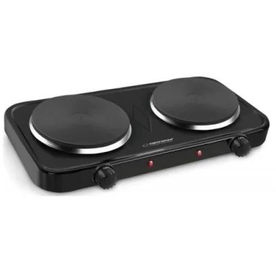 Настільна плита Esperanza EKH010K Cotopaxi, Black, 2000W, 2 конфорки, млинець, механічне керування