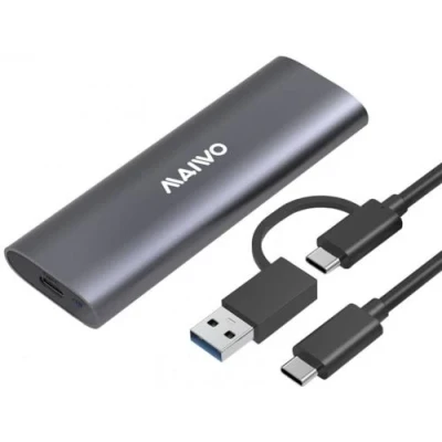 Кишеня зовнішня Maiwo, Grey, M.2, Type-C 3.1 Gen2, 1xM.2 NVMe / SATA, формат 2230/2242/2260/2280, алюмінієвий корпус (K1689)