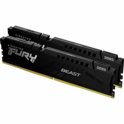 Пам'ять 16Gb x 2 (32Gb Kit) DDR5, 5600 MHz, Kingston Fury Beast, Black, 36-38-38, 1.25V, з радіатором (KF556C36BBEK2-32)
