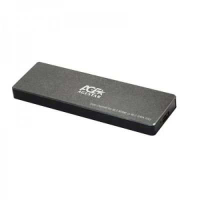 Кишеня зовнішня AgeStar, Black, M.2, USB 3.2 Gen2, 1xM.2 NVMe / SATA, формат 2230/2242/2260/2280, алюмінієвий корпус (31UBVS6C)