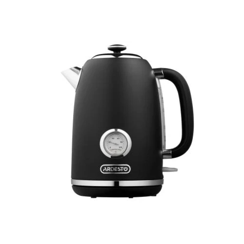 Електрочайник Ardesto EKL-F410BM, Black, 2200W, 1.8 л, дисковий, нержавіюча сталь, захист від перегріву, індикатор рівня води