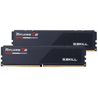 Пам'ять 16Gb x 2 (32Gb Kit) DDR5, 6400 MHz, G.Skill Ripjaws S5, Black, 32-39-39-102, 1.4V, з радіатором (F5-6400J3239G16GX2-RS5K)