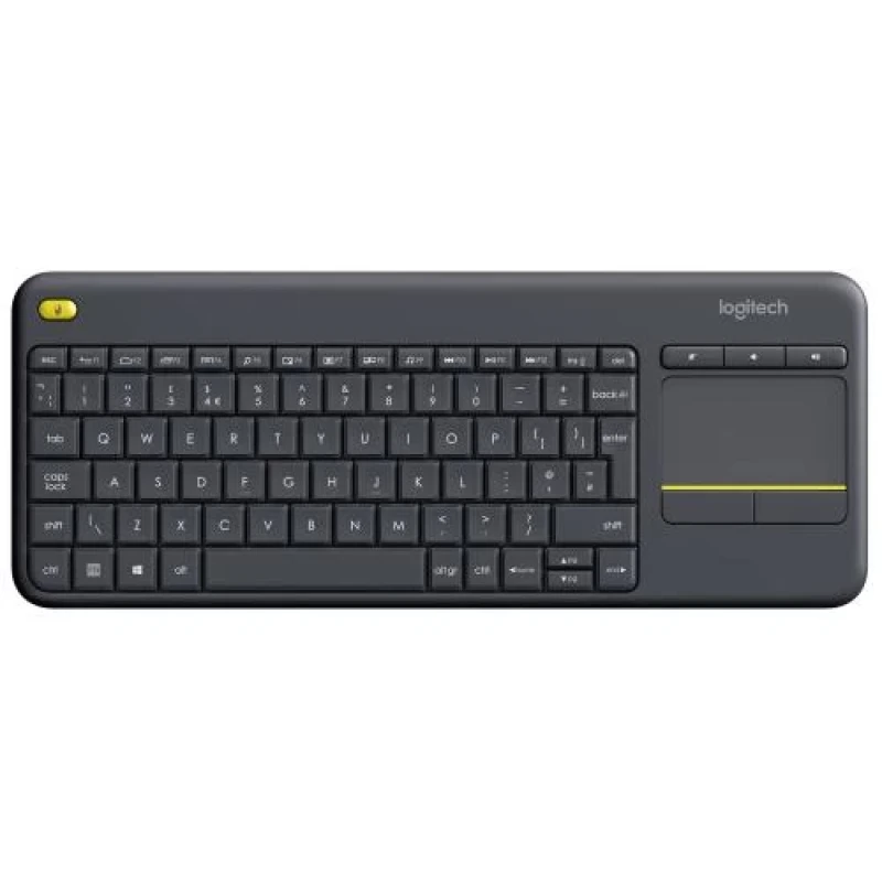 Клавіатура бездротова Logitech K400 Plus, Black, компактная, безшумна, з сенсорною панеллю, кероване управління, 2xAA (920-007145)