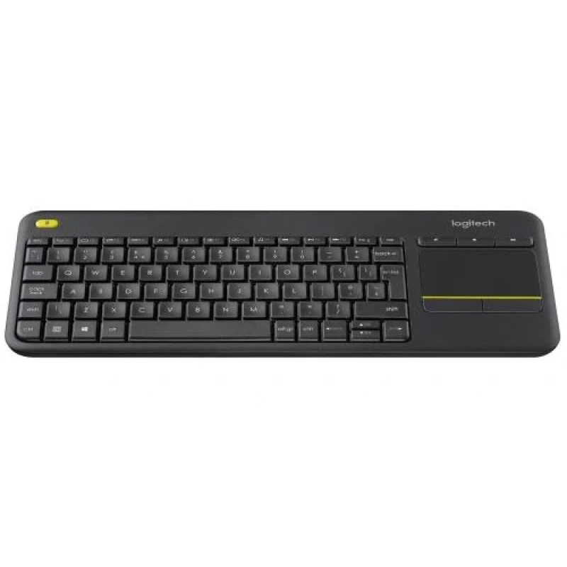 Клавіатура бездротова Logitech K400 Plus, Black, компактная, безшумна, з сенсорною панеллю, кероване управління, 2xAA (920-007145)