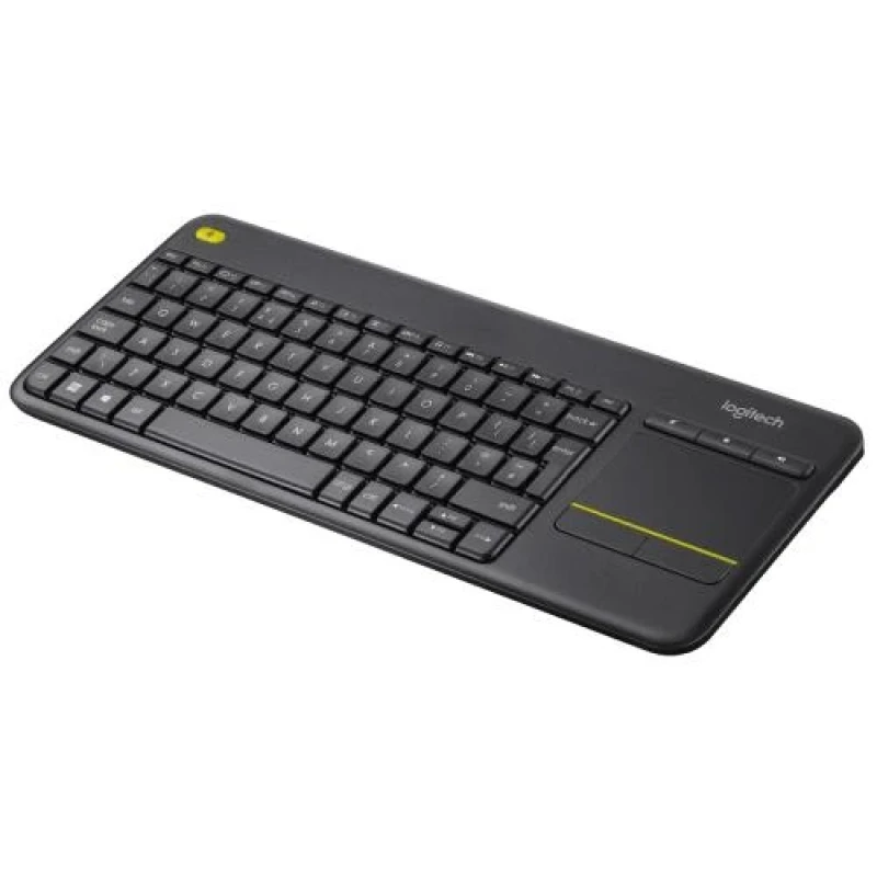 Клавіатура бездротова Logitech K400 Plus, Black, компактная, безшумна, з сенсорною панеллю, кероване управління, 2xAA (920-007145)