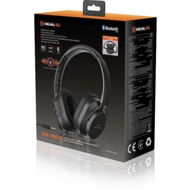Навушники REAL-EL GD-860 Black, Bluetooth 5.0, навушники з мікрофоном