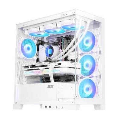 Корпус 2E Gaming FANTOM GK701W, White, без БП, Mini Tower, для Micro ATX / Mini ITX, 4x120 мм ARGB, бічна та передня панель із загартованого скла (2E-GK701W)