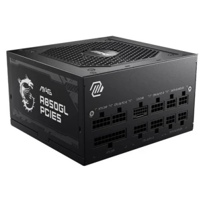 Блок живлення 850 Вт, MSI MAG A850GL PCIE5, Black, модульний, 80+ Gold, Active PFC, 12 см FBD, 4xMolex / 8xSATA / 1x16-pin / 4x6+2-pin / 2x4+4-pin / 1x20+4-pin, захист OCP/OVP/OPP/OTP/SCP/UVP