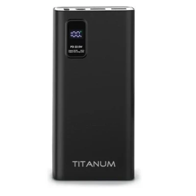 Універсальна мобільна батарея 20000 mAh, Titanum 727S, Black, 22.5 Вт, 2xUSB / Type-C, QC 3.0, PD (TPB-727S-B)