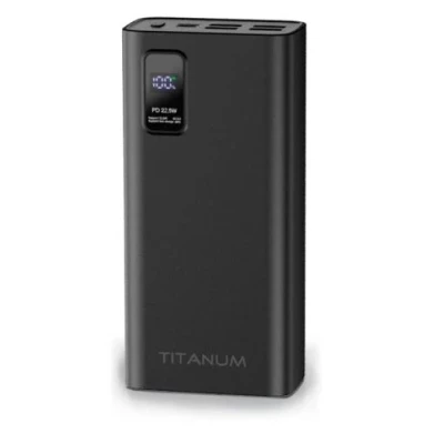 Універсальна мобільна батарея 30000 mAh, Titanum 728S, Black, 22.5 Вт, 4xUSB / Type-C, QC 3.0, PD (TPB-728S-B)