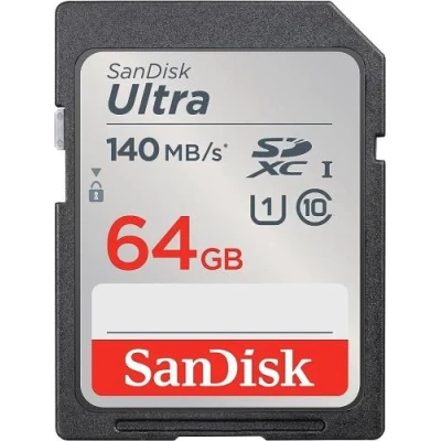Карта пам'яті SDXC, 64Gb, SanDisk Ultra, Class10 UHS-I U1, до 140 МБ/с (SDSDUNB-064G-GN6IN)