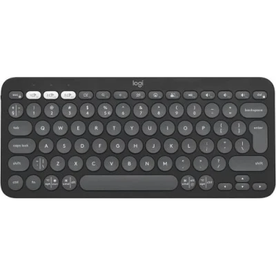 Клавіатура бездротова Logitech Pebble Keys 2 K380s, Tonal Graphite, Bluetooth / USB Bolt, компактна, безшумна, 2xAAA, підтримка Multi Device, *адаптер USB Bolt в комплекті не йде (920-011851)