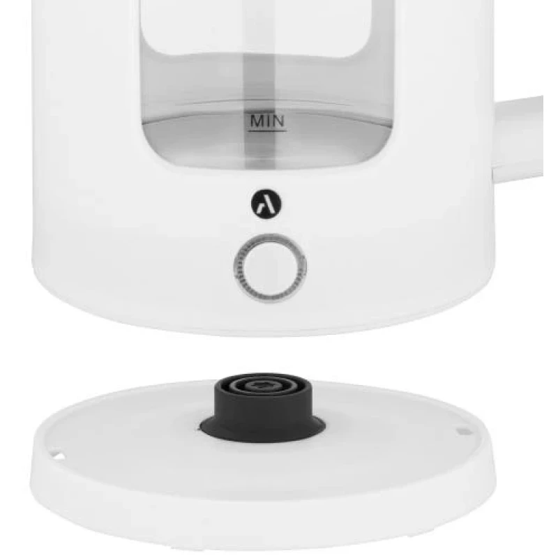 Електрочайник Ardesto EKL-T31GW, White, 1350W, 1.5л, дисковий, скло, індикатор рівня води, підсвічування, відключення при недостатній кількості води
