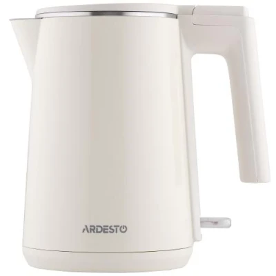 Електрочайник Ardesto EKL-F1BG, Beige, 1500W, 1л, дисковий, подвійний корпус, індикатор рівня води, контролер Strix