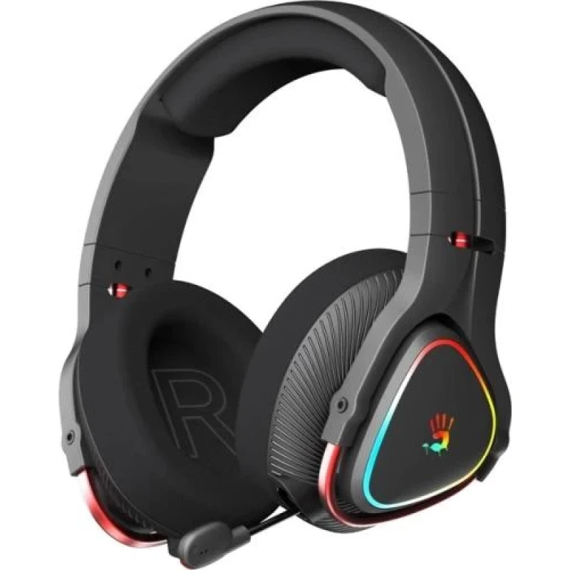 Навушники бездротові Bloody MR720 Black ігрові, мікрофон, RGB підсвічування, Bluetooth + 2.4GHz + 3.5 jack